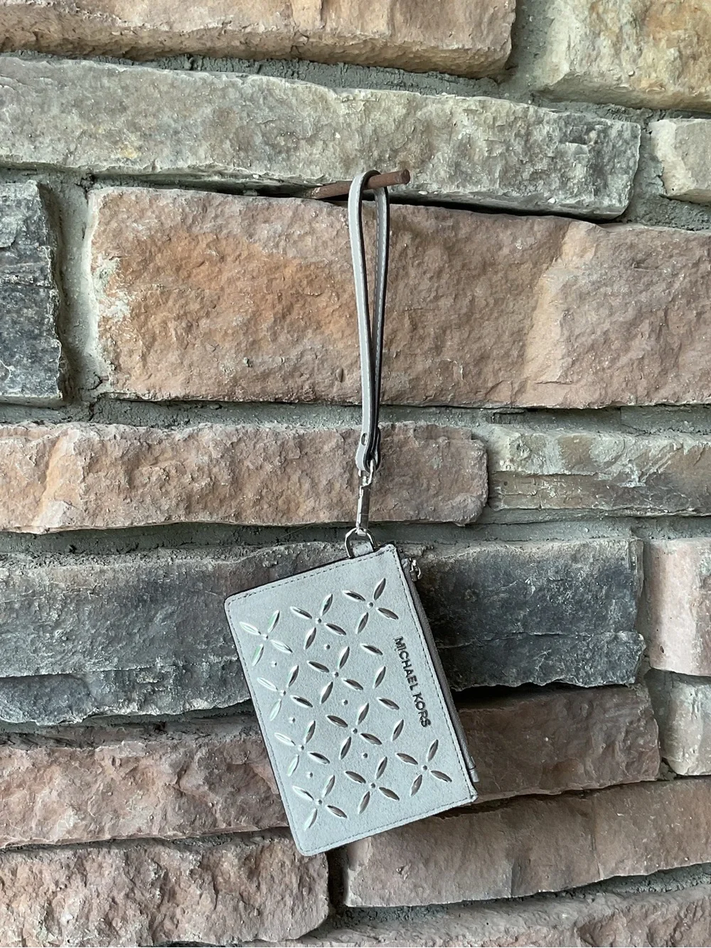 Michael Kors Gray with Silver Accents Wristlet Card Case - Picture 1 of 10
